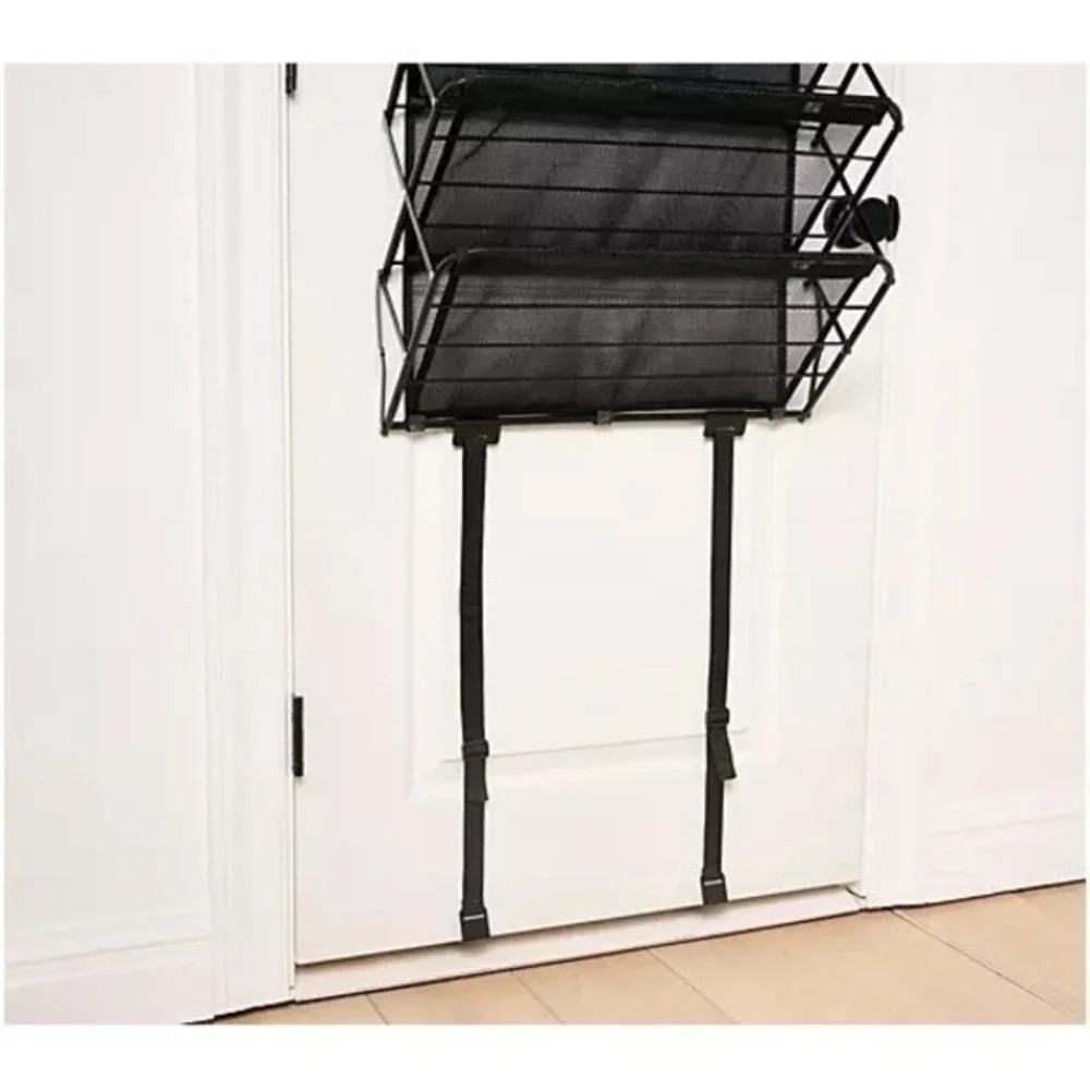 Pop-It Over the Door Hanging 7-Tier Mesh Shelf Shoe Rack Organizer Storage Black